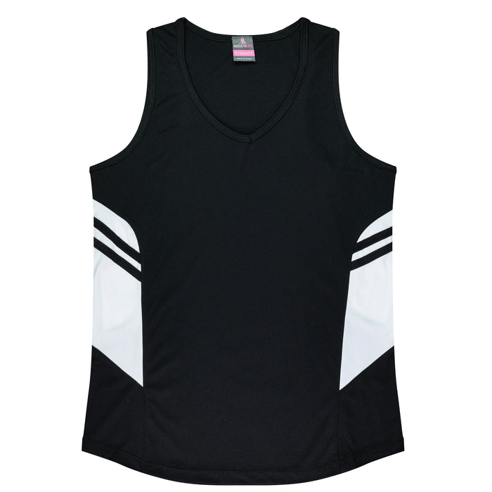 Tasman Lady Singlets - BLACK/WHITE