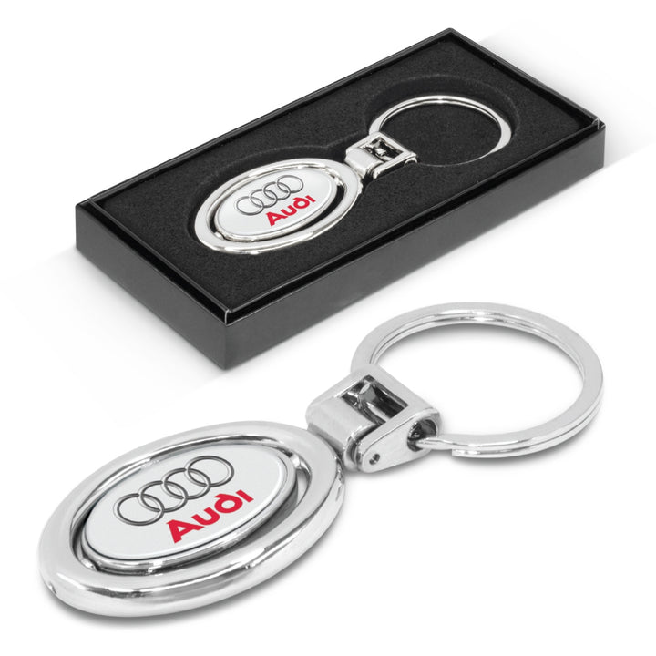 TRENDS Spinning Metal Key Ring resin coated finish/logo included