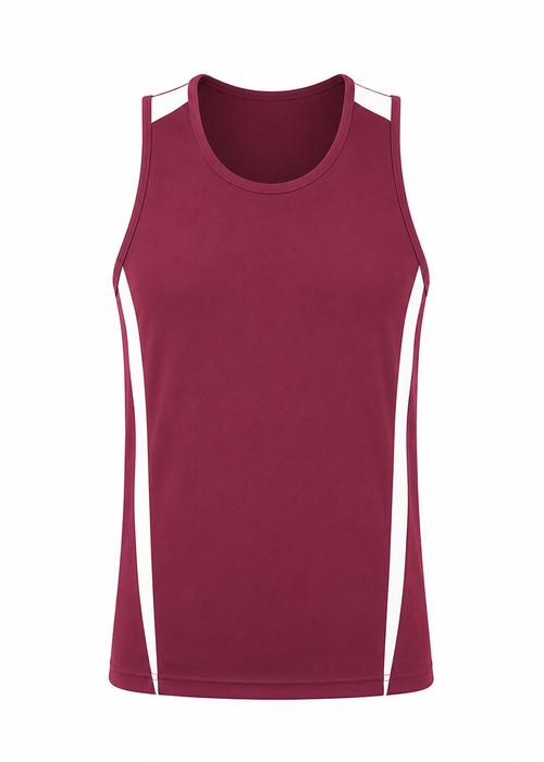 Eureka Mens Singlets - MAROON/WHITE