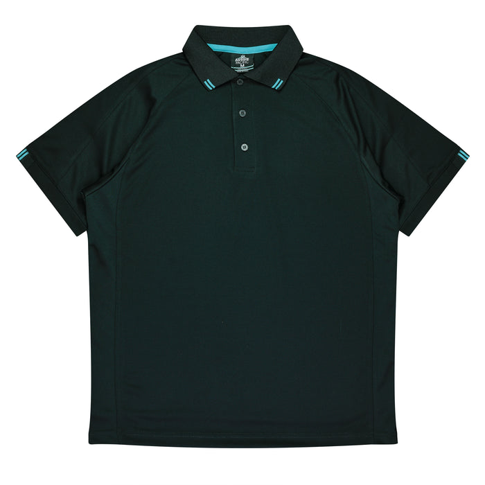 Flinders Mens Polos - BLACK/TEAL