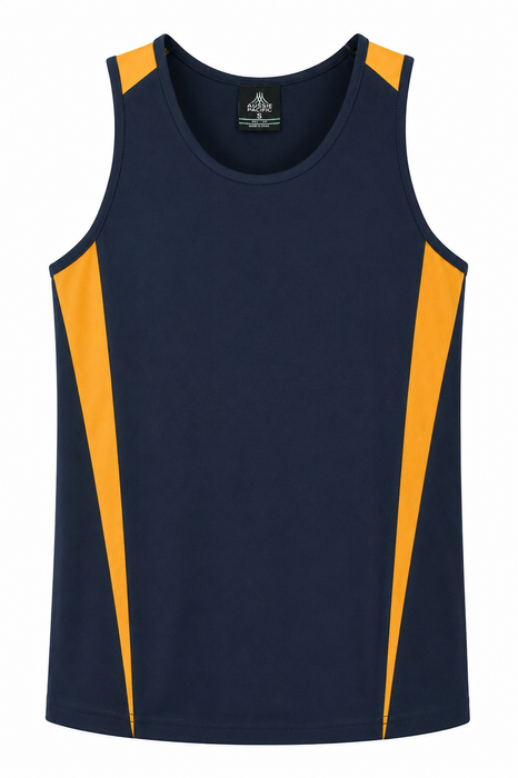 Eureka Mens Singlets - NAVY/GOLD