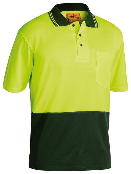 Bisley Hi Vis Polo Shirt BK1234 - Yellow/Bottle front