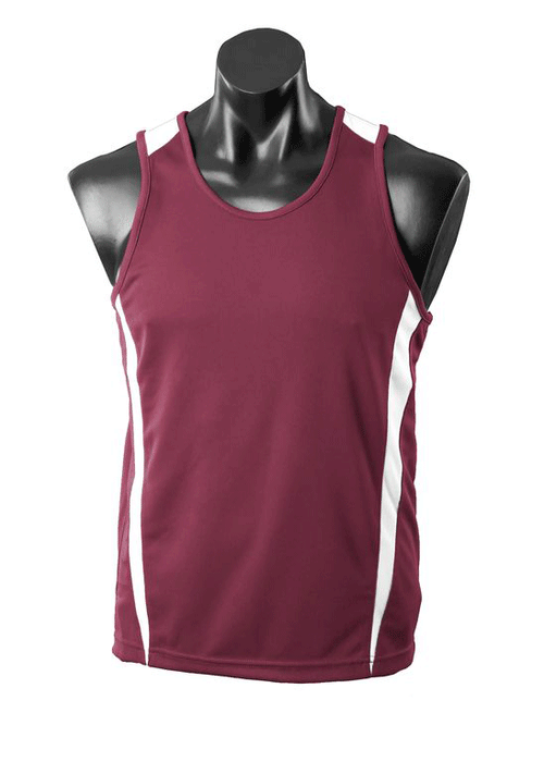 Eureka Kids Singlets - MAROON/WHITE