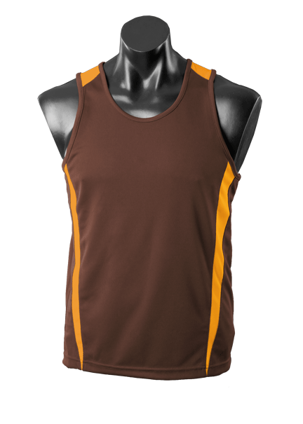 Eureka Kids Singlets - CHOCOLATE/GOLD