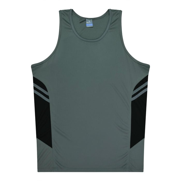 Tasman Kids Singlets - ASHE/BLACK