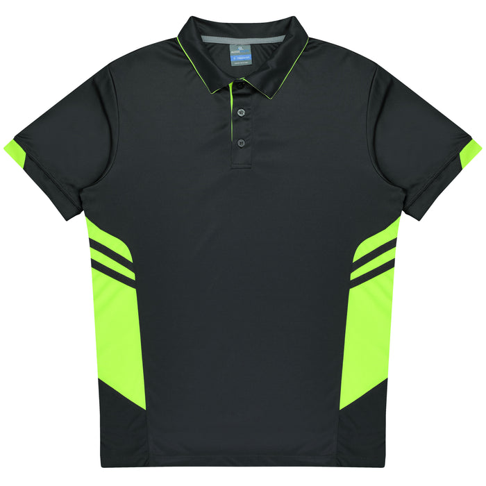 Tasman Kids Polos - SLATE/NEON YELLOW