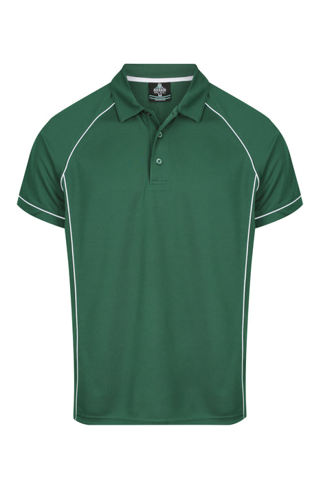 Endeavour Mens Polos - BOTTLE/WHITE