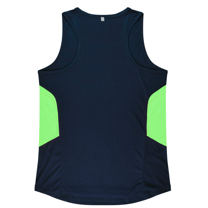 Tasman Lady Singlets - NAVY/NEON GREEN
