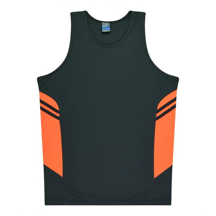 Tasman Kids Singlets - SLATE/NEON ORANGE