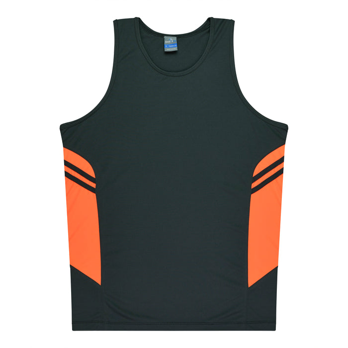 Tasman Kids Singlets - SLATE/NEON ORANGE