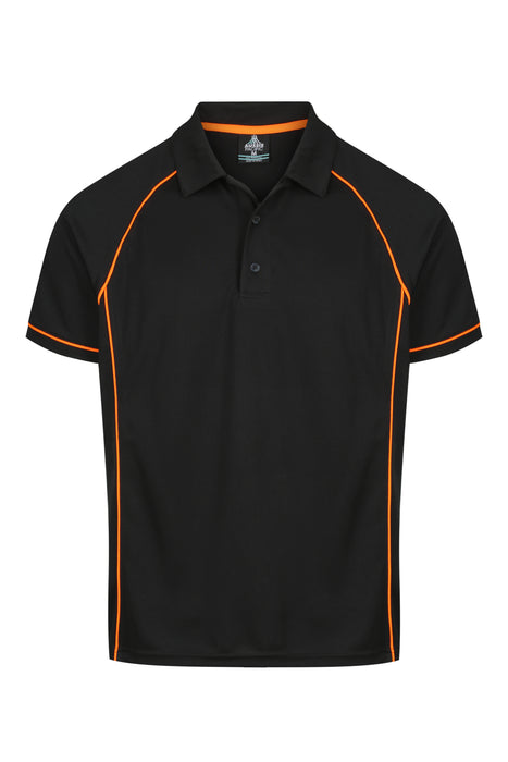 Endeavour Mens Polos - BLACK/ORANGE