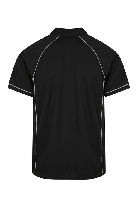 Endeavour Mens Polos - BLACK/SILVER