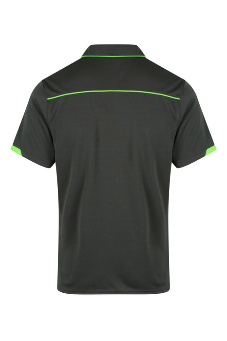 Currumbin Mens Polos - SLATE/HI VIZ GREEN