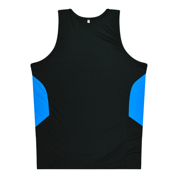 Tasman Kids Singlets - BLACK/CYAN