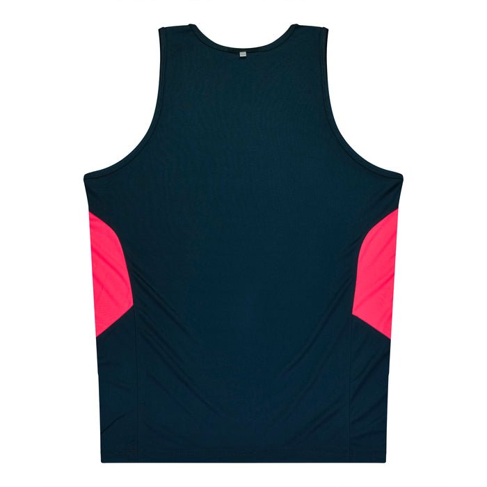 Tasman Kids Singlets - NAVY/NEON PINK