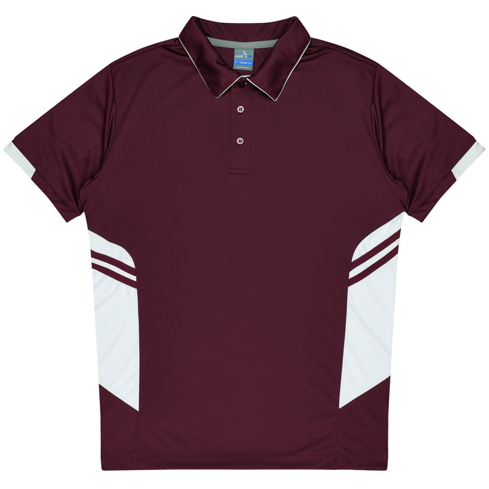 Tasman Kids Polos - MAROON/WHITE