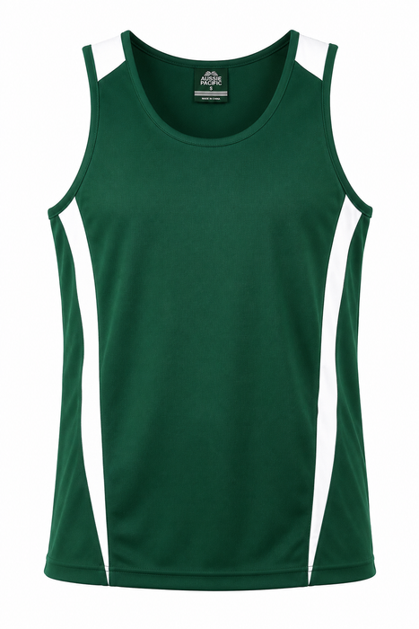 Eureka Mens Singlets - BOTTLE/WHITE