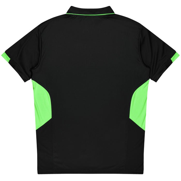 Tasman Kids Polos - BLACK/NEON GREEN