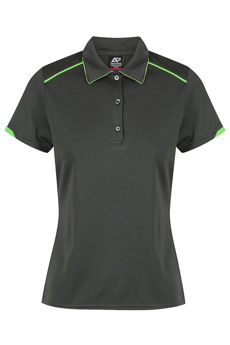Currumbin Lady Polos - SLATE/HI VIZ GREEN