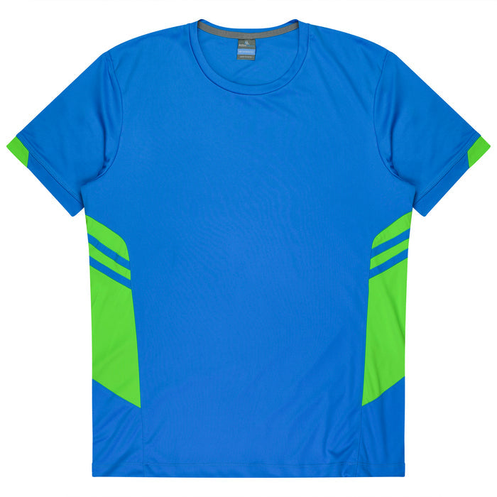 Tasman Kids Tees - CYAN/NEON GREEN