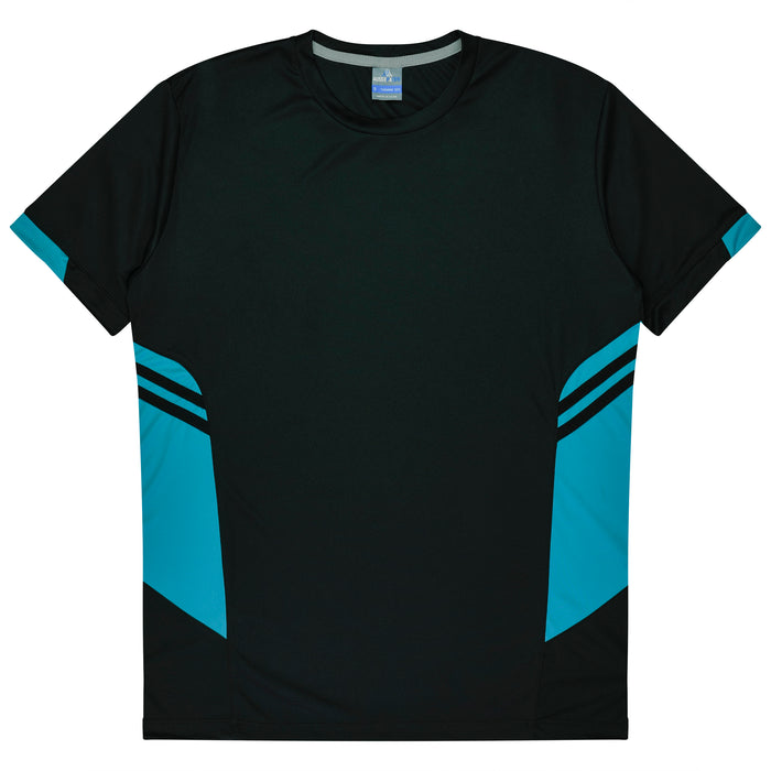 Tasman Mens Tees - BLACK/TEAL