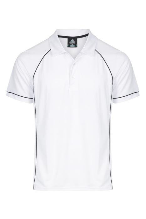 Endeavour Mens Polos - WHITE/NAVY