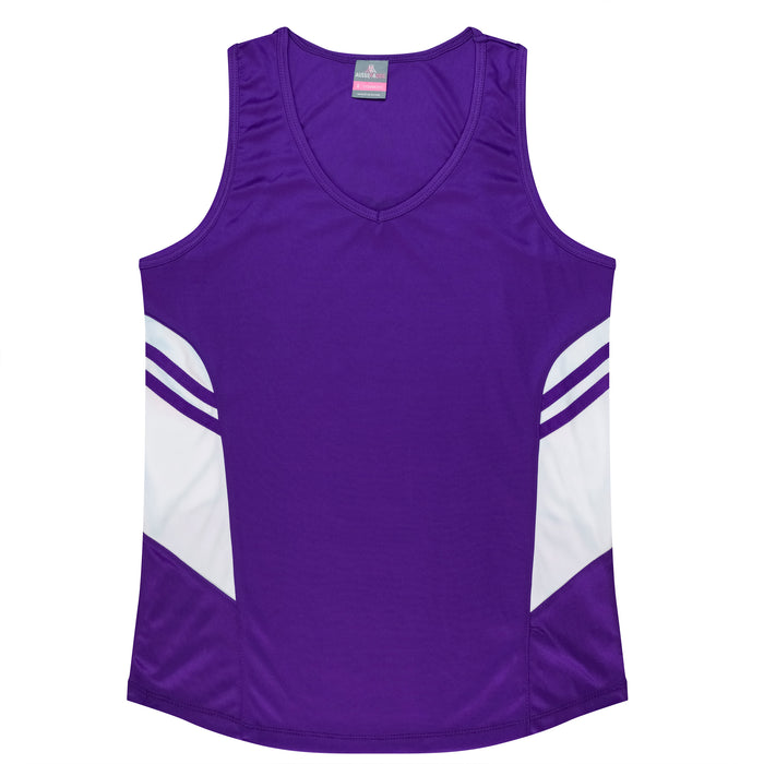 Tasman Lady Singlets - PURPLE/WHITE
