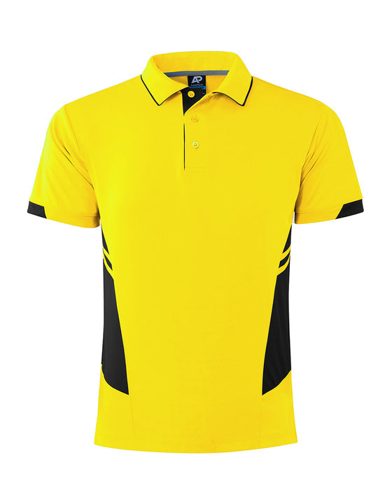 Tasman Mens Polos - NEON YELLOW/BLACK