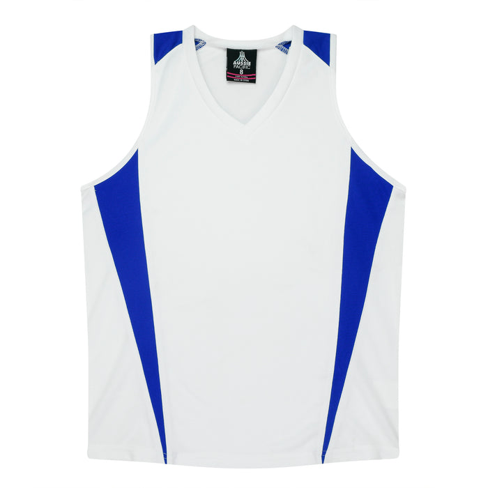 Eureka Lady Singlets - WHITE/ROYAL