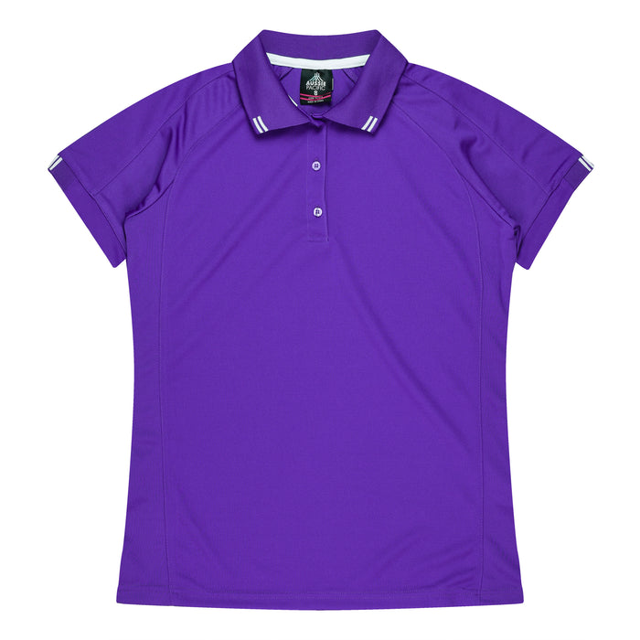 Flinders Lady Polos - PURPLE/WHITE
