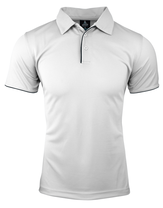 Yarra Mens Polos - WHITE/NAVY