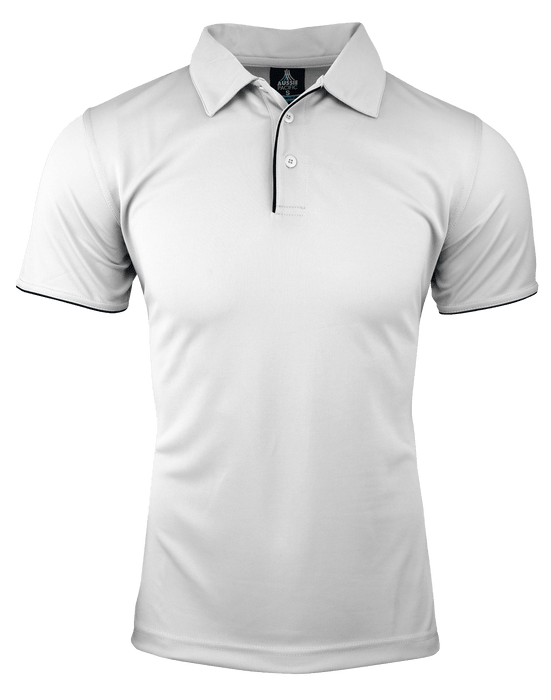 Yarra Mens Polos - WHITE/NAVY