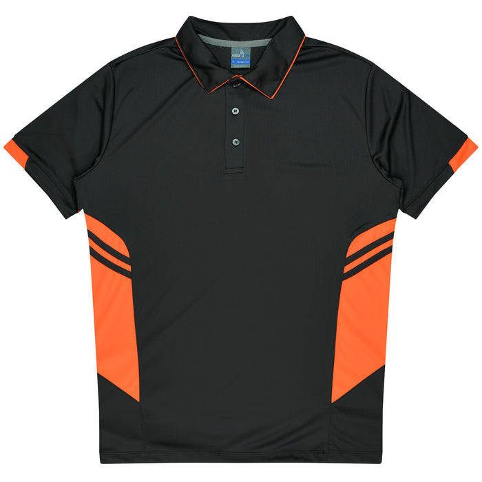 Tasman Kids Polos - SLATE/NEON ORANGE