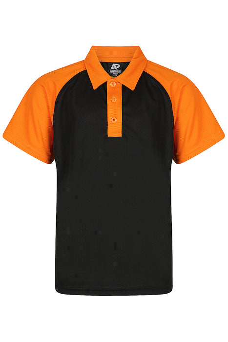 Manly Kids Polos - BLACK/ELECTRIC ORANGE