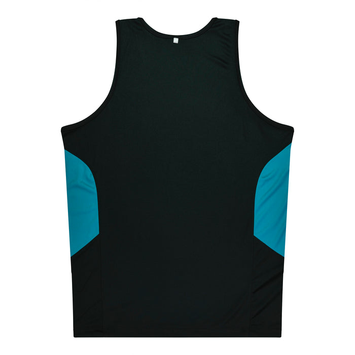 Tasman Kids Singlets - BLACK/TEAL