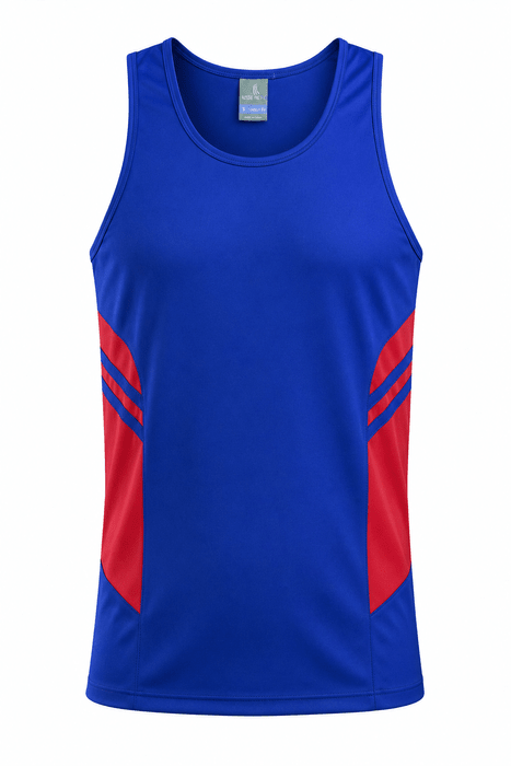 Tasman Mens Singlets - ROYAL/RED