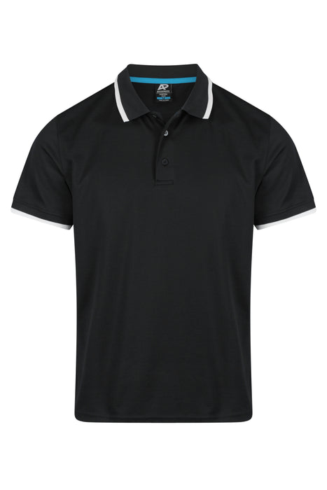 Portsea Mens Polos - BLACK/WHITE