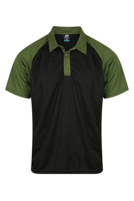 Manly Mens Polos - BLACK/ARMY GREEN