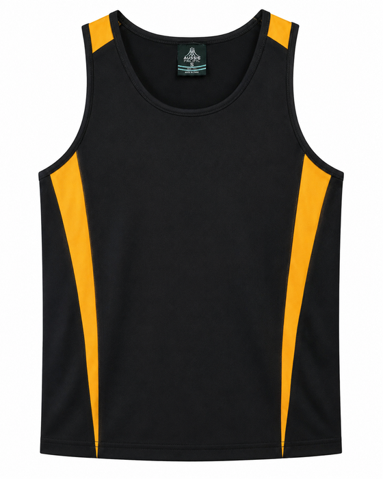 Eureka Mens Singlets - BLACK/GOLD