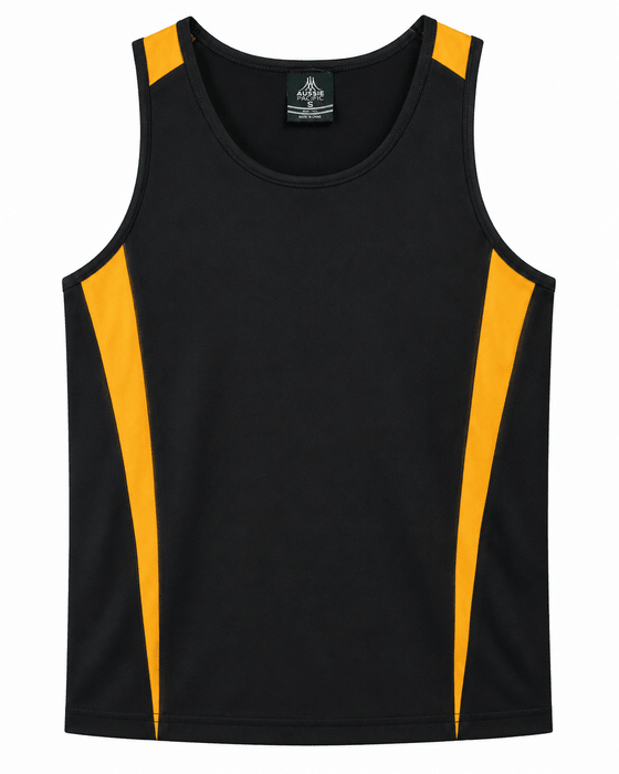 Eureka Mens Singlets - BLACK/GOLD