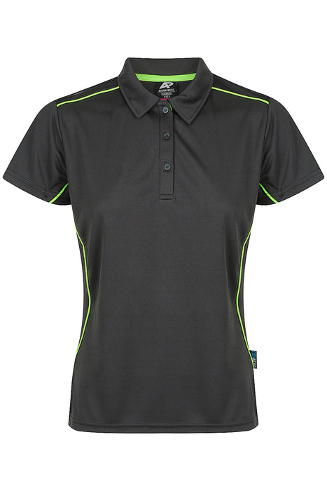 Kuranda Lady Polos - SLATE/FLURO GREEN