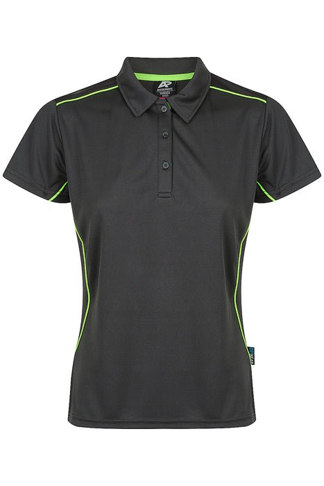 Kuranda Lady Polos - SLATE/FLURO GREEN