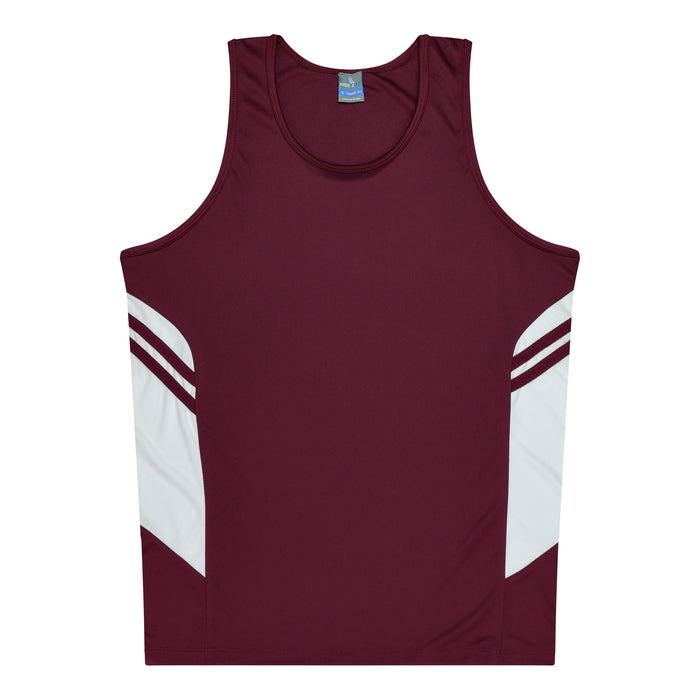 Tasman Kids Singlets - MAROON/WHITE