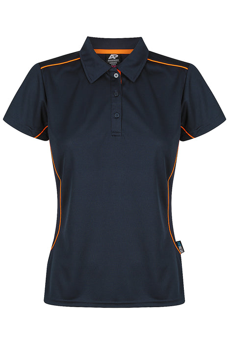 Kuranda Lady Polos - NAVY/FLURO ORANGE
