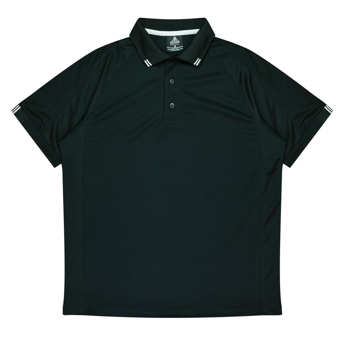Flinders Mens Polos - BLACK/WHITE
