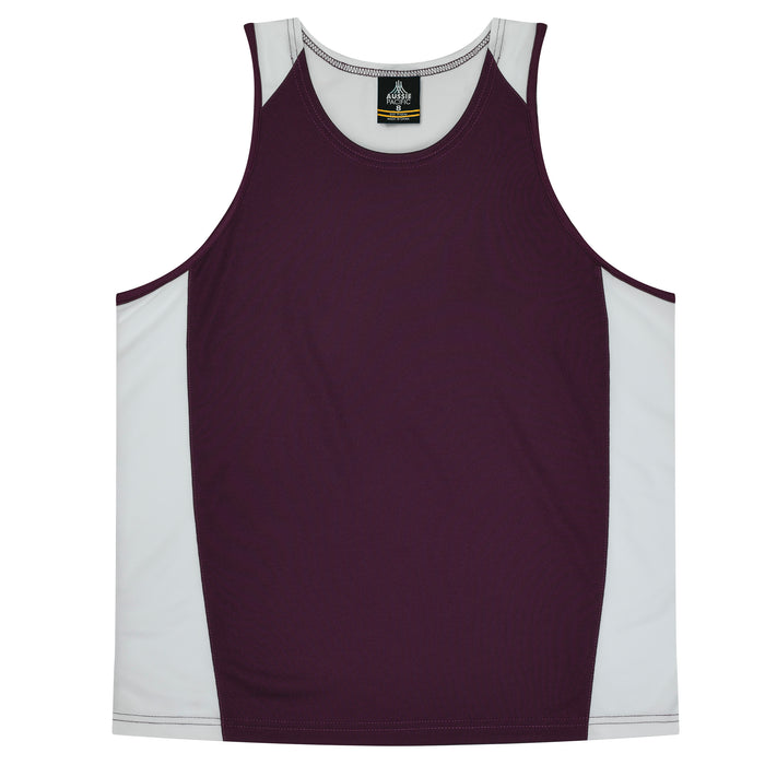 Premier Kids Singlets - BURGUNDY/WHITE