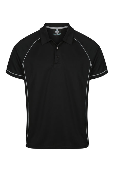 Endeavour Mens Polos - BLACK/SILVER
