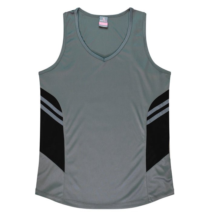Tasman Lady Singlets - ASHE/BLACK