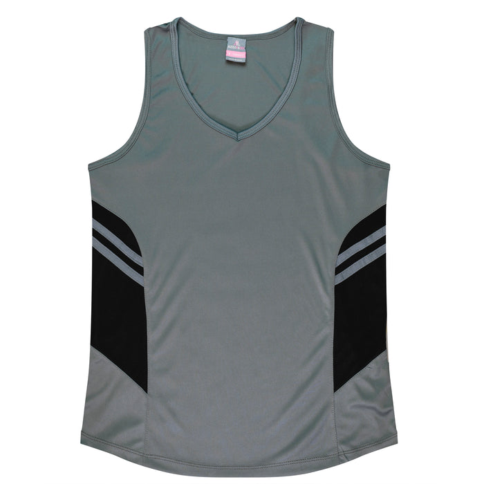 Tasman Lady Singlets - ASHE/BLACK