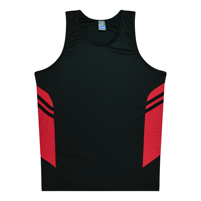 Tasman Kids Singlets - BLACK/RED